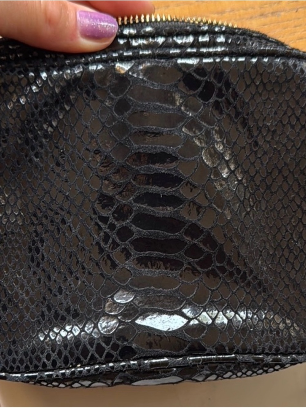 Michael Kors Black Snake-Embossed Crossbody with Gold Hardware - Picture 7 of 9
